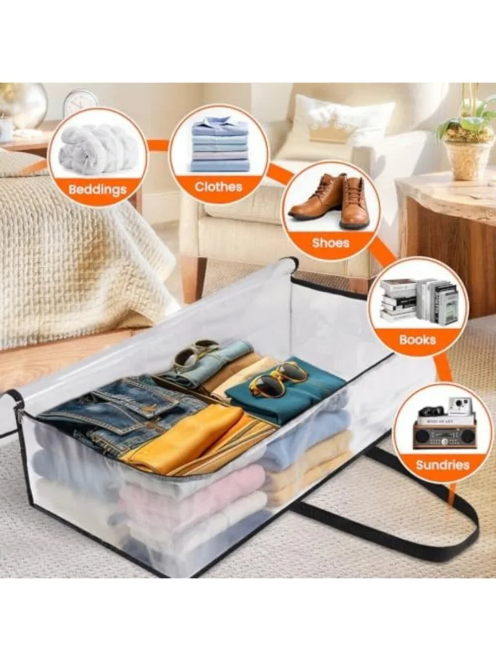 8 Pack Clear Storage Bags for Comforters & Bedding - 90L Space Saver Organizers